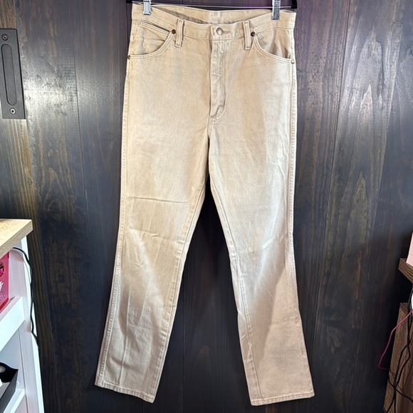 Wrangler Other - Vintage Wrangler Khaki Beige Men's Straight Leg Denim Jeans - Size 32x34